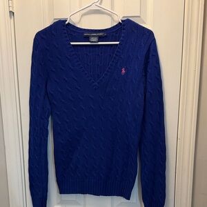 Ralph Lauren Women's Royal Blue V-Neck Sweater